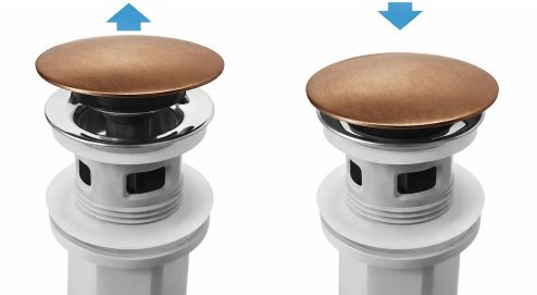 UNIVERSAL CLICK-CLACK WASHBASIN SIPHON REA FLOW BRUSH COPPER