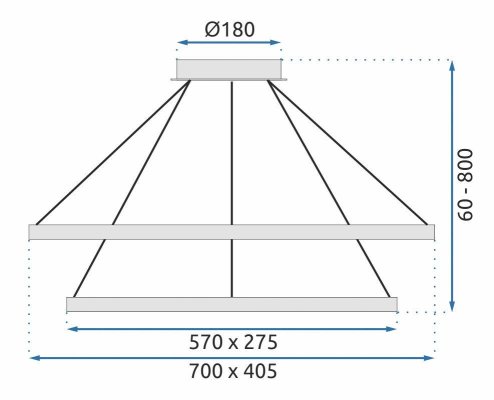Pendant LED Lamp TOOLIGHT APP771-3CP Cristal + remote control 2-light points 70x70x50-100cm