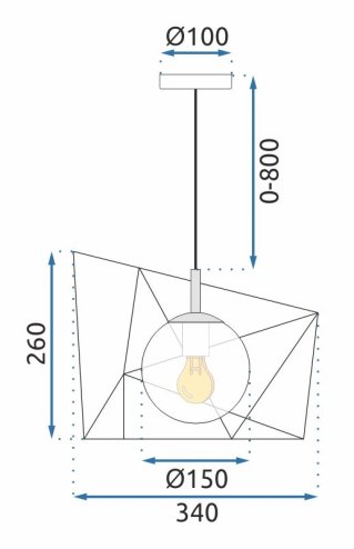 Pendant Lamp TOOLIGHT APP1022-1CP Black 1-light point E27 34x34x26-106cm