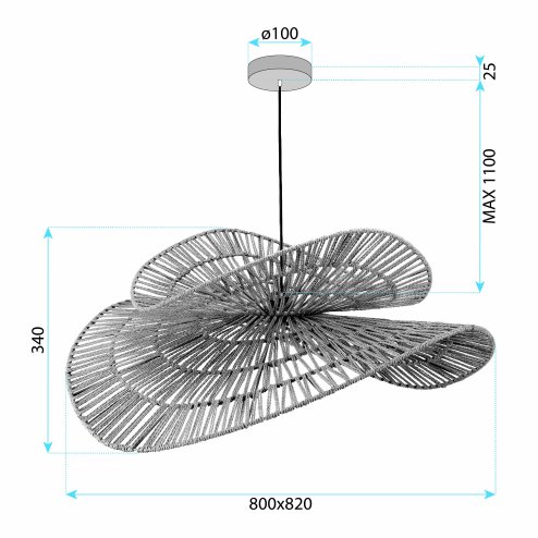 CEILING LAMP CHANDELIER TOOLIGHT BOHO APP1738-1CP 80CM
