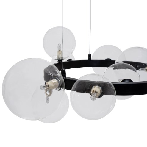Pendant Lamp TOOLIGHT APP1159-10CP Black Metal Glass Balls G9 10-light points