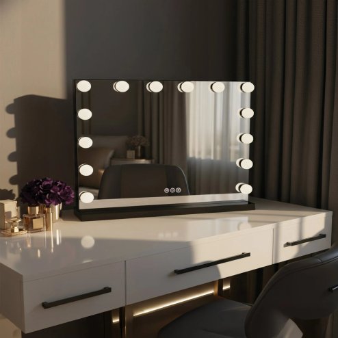 Mirror Rea Hollywood 58X45 Led Black