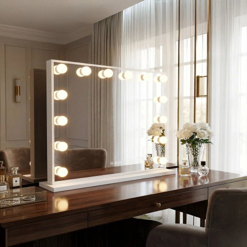 MIRROR REA HOLLYWOOD WHITE 80X60 LED