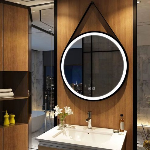 MIRROR REA LED 104 70X70CM BLACK