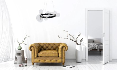 Pendant Lamp TOOLIGHT APP1159-10CP Black Metal Glass Balls G9 10-light points