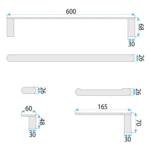 Set Of Bathroom Hangers Rea Mati Brush Nickel