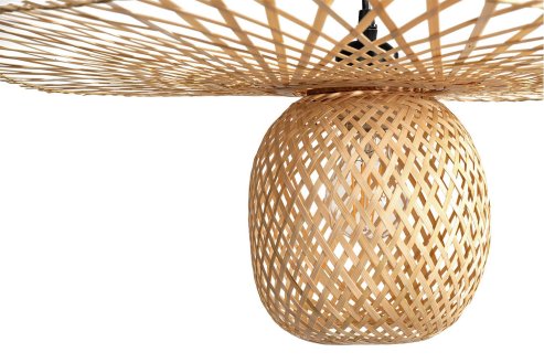 Pendant Lamp TOOLIGHT APP881-1CP Black Brown Metal Bamboo E27 1-light point