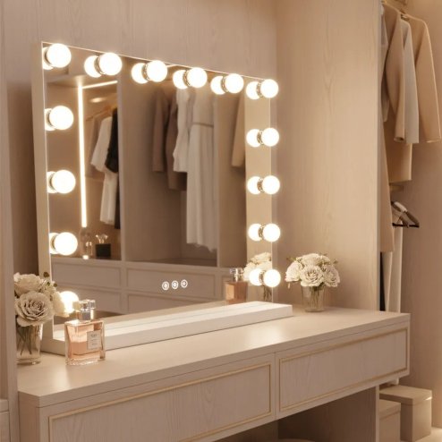 MIRROR REA HOLLYWOOD WHTE 58X45 LED