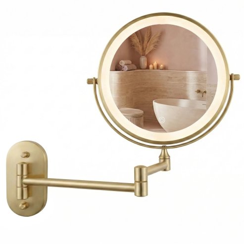 MIRROR REA GLOW BRUSH GOLD LED