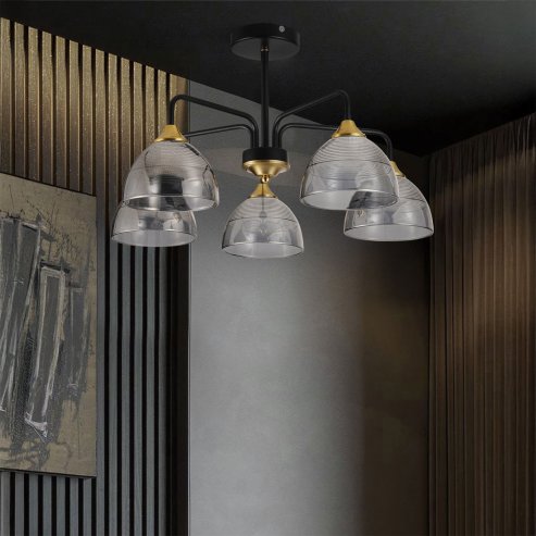 CEILING LAMP CHANDELIER TOOLIGHT G085-5C BLACK GREY