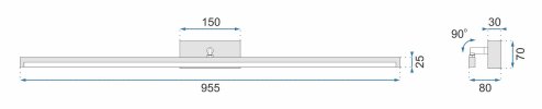 Bathroom Wall LED Light TOOLIGHT APP375-1W Black 20W 90cm