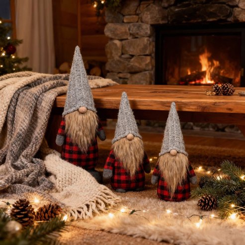 CHRISTMAS GNOME SET TUTUMI YX055 RED GREY