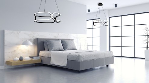 Pendant LED Lamp TOOLIGHT APP790-CP Black + remote control 3-light points 90 W 56x56x18-108cm