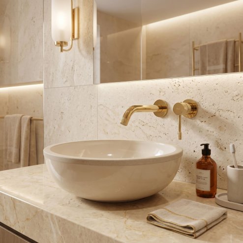 Wall Mounted Basin Faucet Rea Venti Gold