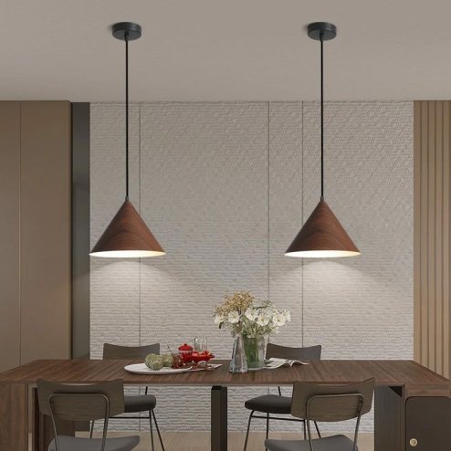 Pendant Lamp TOOLIGHT APP1443-1CP Dark Wood Cone E27