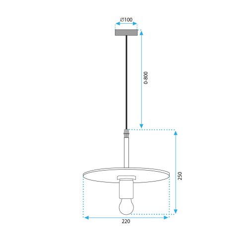 Pendant Lamp TOOLIGHT APP1180-1CP FLAT Black Metal E27 1-light point