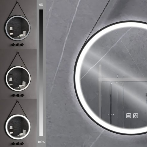 MIRROR REA LED 104 70X70CM BLACK