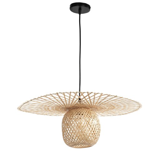 Pendant Lamp TOOLIGHT APP881-1CP Black Brown Metal Bamboo E27 1-light point