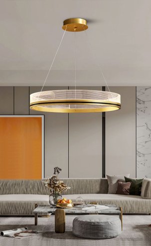 Pendant LED Lamp TOOLIGHT APP1190-CP 60cm Gold Metal Plastic