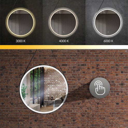MIRROR REA LED 104 70X70CM BLACK
