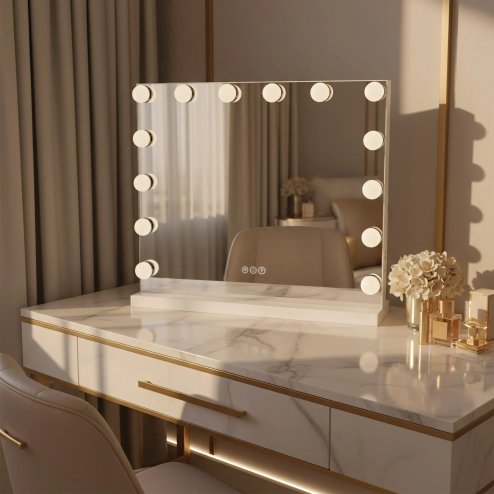MIRROR REA HOLLYWOOD WHTE 58X45 LED