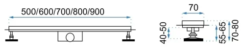 Linear drainage REA Greek Pro Mirror Gold 70