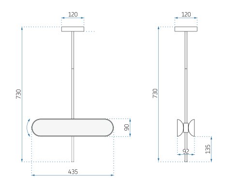 Pendant LED Lamp TOOLIGHT APP832-CP Gold 2-light points 24W 9,2x43,5x70cm