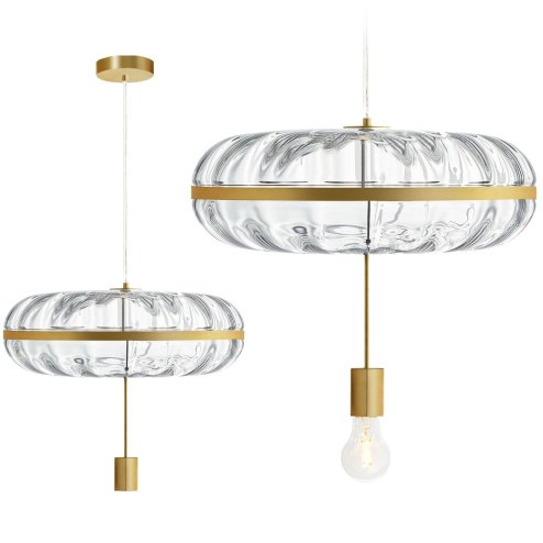 Pendant Lamp TOOLIGHT APP1102-C Gold Transparent Glass E27 1-light point