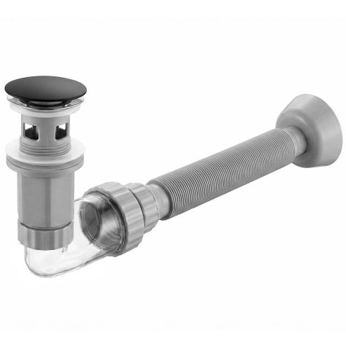 UNIVERSAL CLICK-CLACK WASHBASIN SIPHON REA FLOW BLACK