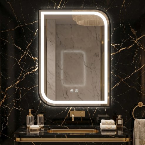 Mirror Rea Zone 80X60 Led Black