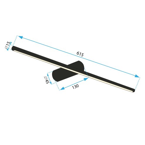 Bathroom Wall LED Light TOOLIGHT APP1342-W Black 9W 60cm