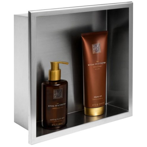 Built-in Stainless Steel Bathroom Shelf 30X30 Brushed Steel