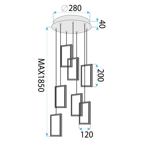 PENDANT CEILING LAMP TOOLIGHT LHJ089-7CP BLACK WHITE