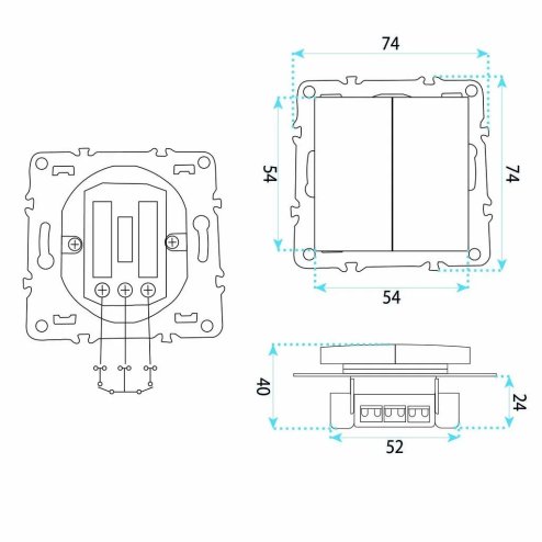 Toolight Double Switch Oste Jnh007-w Grey
