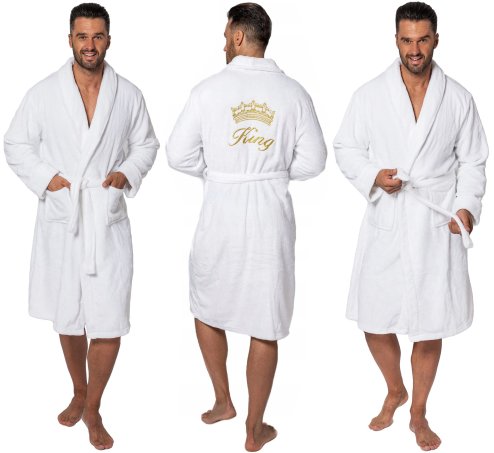 Bathrobe MEN King White collar S/M