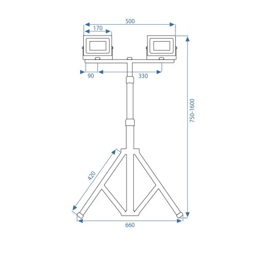 Construction LED halogen lamp on a stand RSL005-2x50N