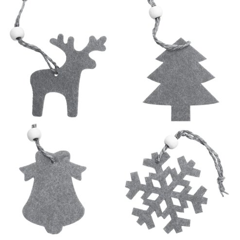 Set of 16pcs Christmas tree hangers Grey