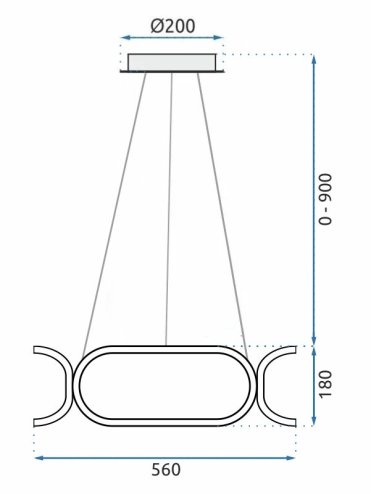 Pendant LED Lamp TOOLIGHT APP790-CP Black + remote control 3-light points 90 W 56x56x18-108cm