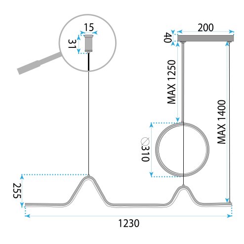LED PENDANT LAMP TOOLIGHT HJ022-CP  20 GOLD