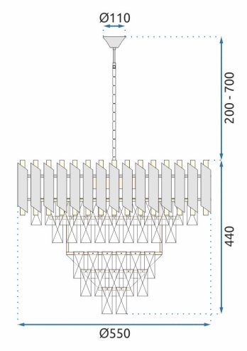 Chandelier Toolight APP1058-CP Gold Black Crystal E14 9-light points