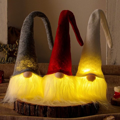 Christmas Gnome LED YX039 40cm Grey