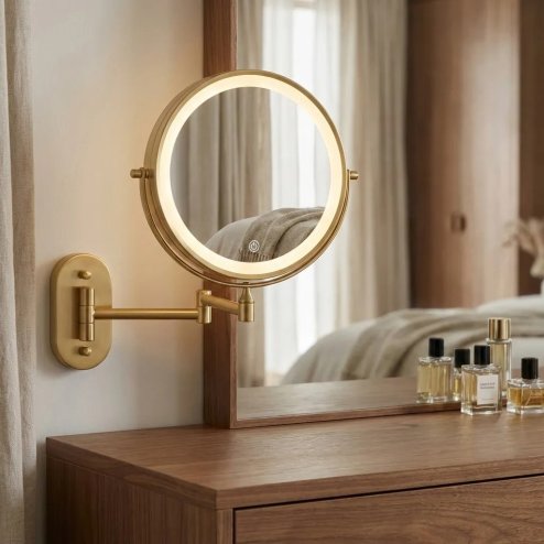 MIRROR REA GLOW BRUSH GOLD LED