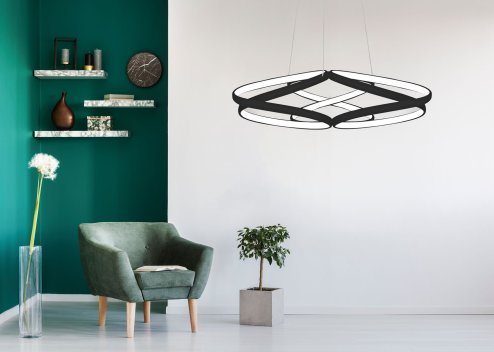 Pendant LED Lamp TOOLIGHT APP793-CP Modern Black + remote control 3-light points 70W 54x54x26-89cm
