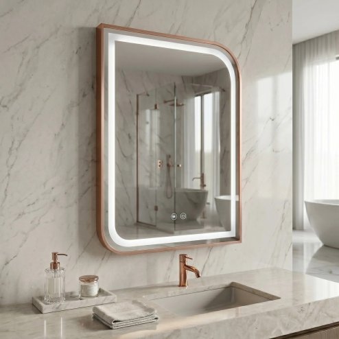 Mirror Rea Zone 70X50 Led Brush Rose Gold