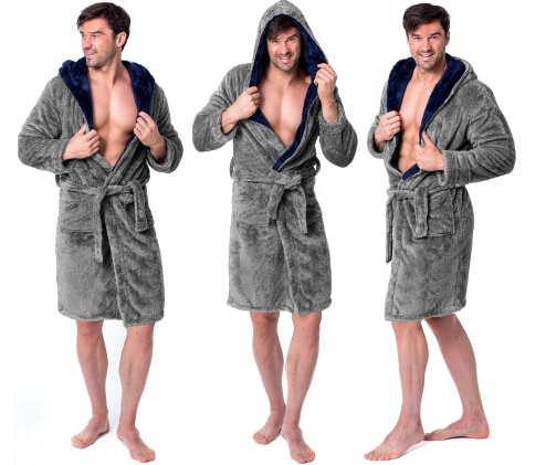 Bathrobe Jordan Grey-Navy MEN M