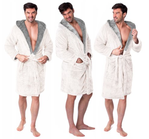 Bathrobe men Jordan Ecru Grey L