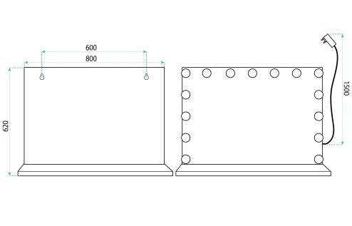 Mirror Rea Hollywood Led Black