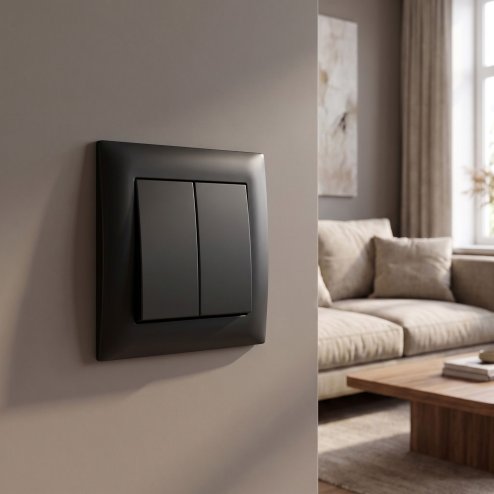 Toolight Double Switch With Frame Oste Jnh007-w Black