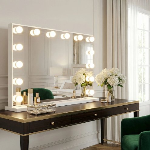 MIRROR REA HOLLYWOOD WHITE 80X60 LED