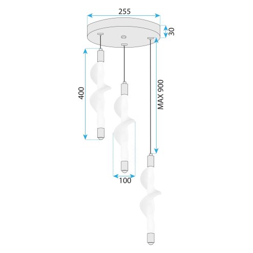 CEILING LAMP CHANDELIER TOOLIGHT LED G009-3CPR WHITE GOLD